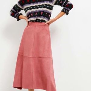 Pink Sueded Maxi Skirt